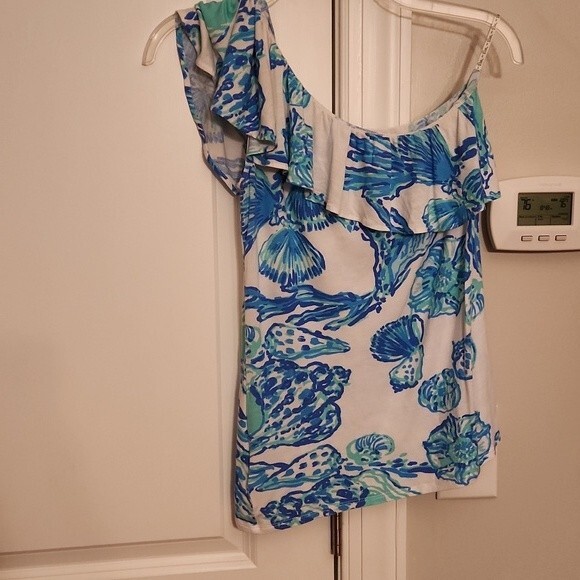 Lilly Pulitzer Matteo Top Neveah Barefoot Princess Seashell One Shoulder Size XS - Picture 4 of 6